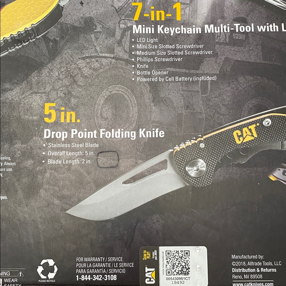 NIP CAT 3 pc. Multi-tool, knife and Mini Keychain Multi-tool with LED Light - Picture 8 of 9